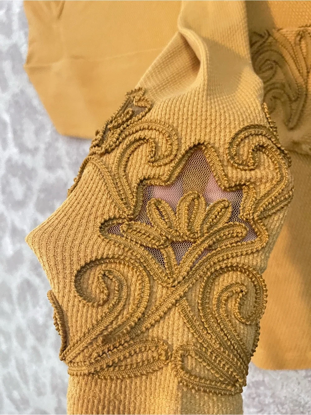 Free People Long-Sleeve Scoop Neck Top in Mustard